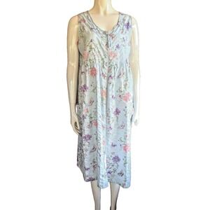 Granada Womens House Dress Nightgown M Butterfly Floral Cottagecore Feminine